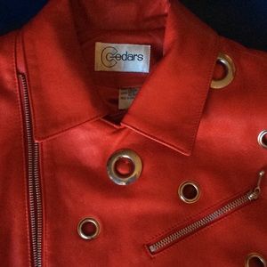 Designer red leather jacket